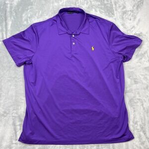 Polo Ralph Lauren Performance Golf Polo Shirt Mens XXL Purple Yellow Pony